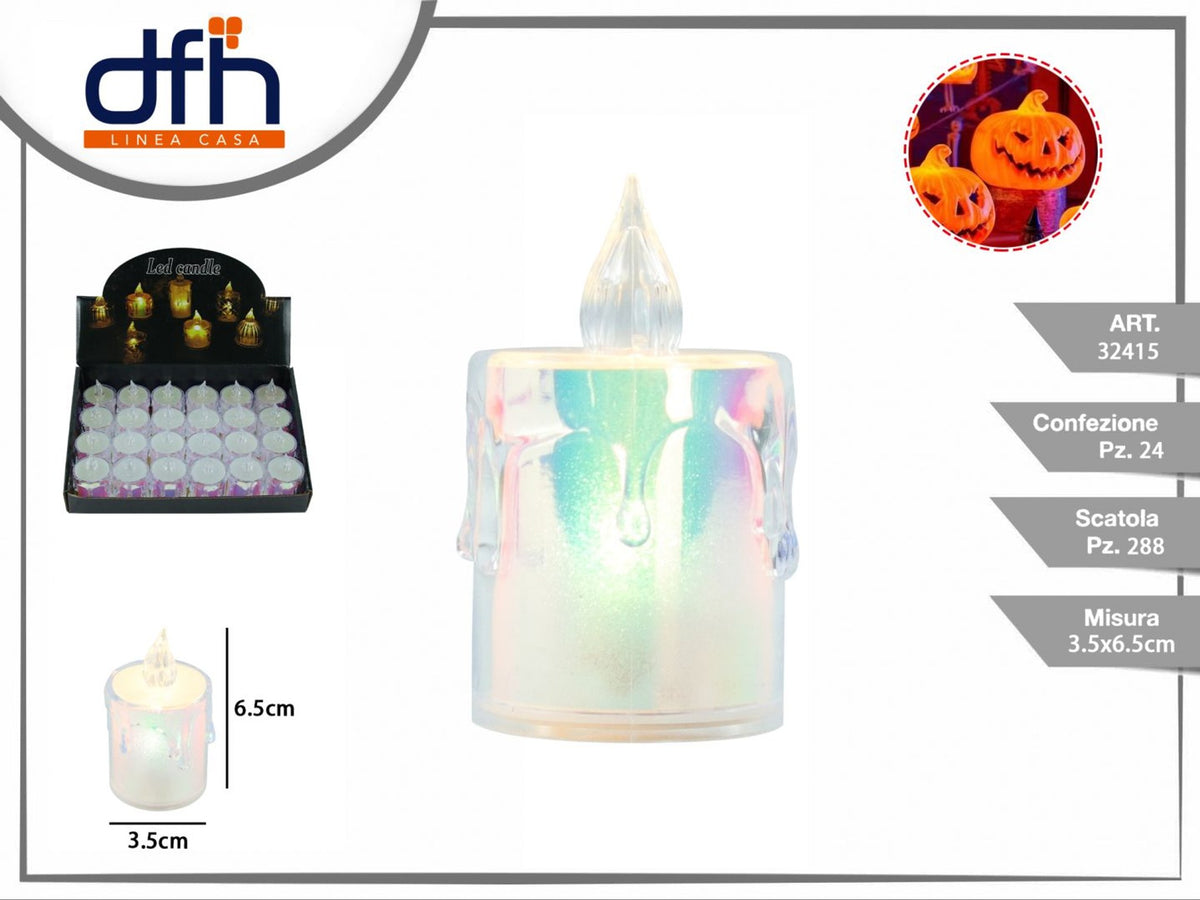 Candela LED decorativa iridescente, 3,5 × 6,5 cm