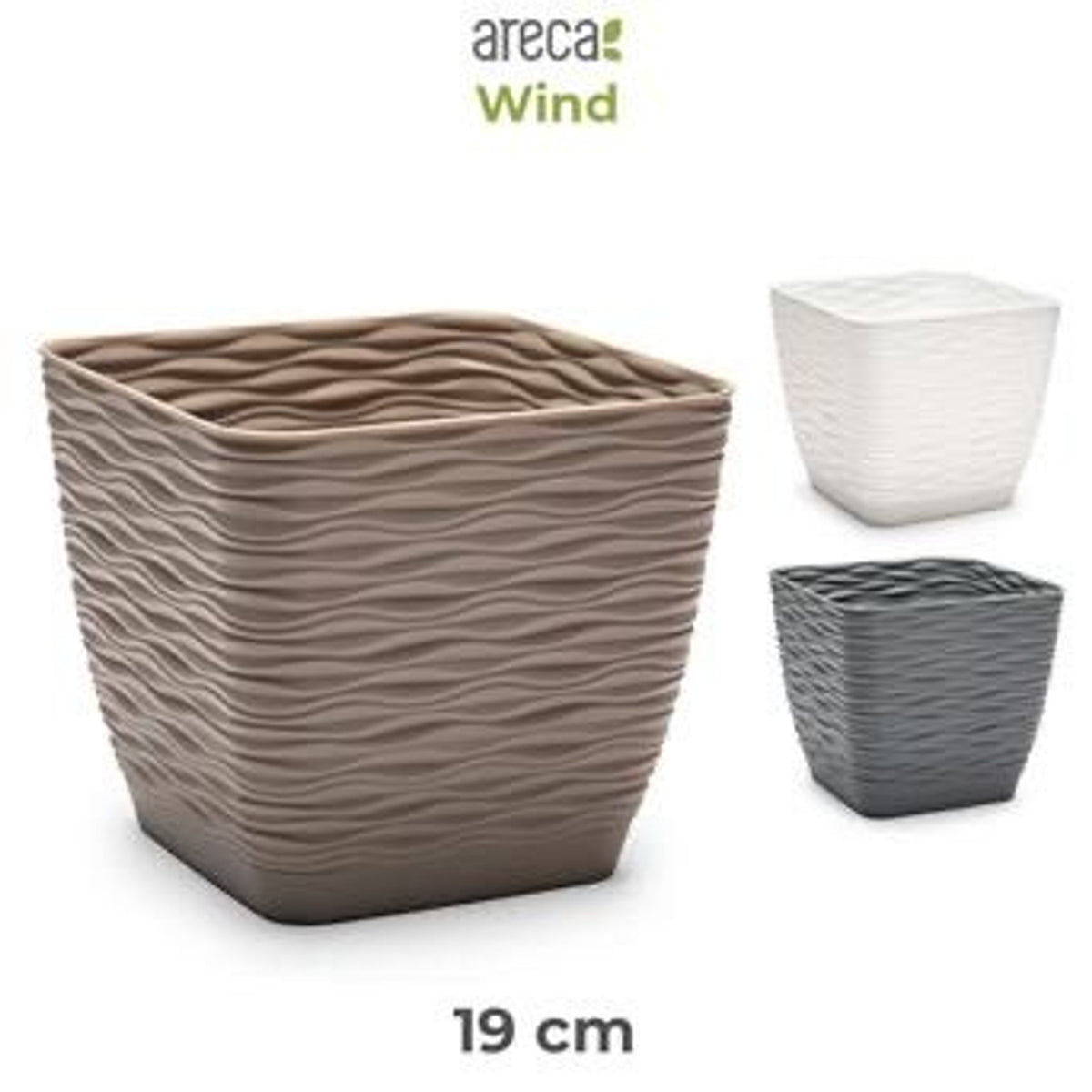 VASO QUADRATO WIND PLASTICA ARECA 19CM 19X19X17CM