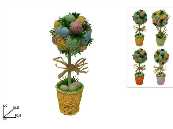 Alberello decorativo pasquale con uova in vaso, 27 cm