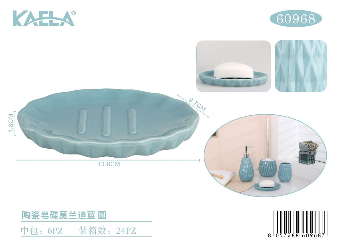 Portasapone, azzurro in ceramica
