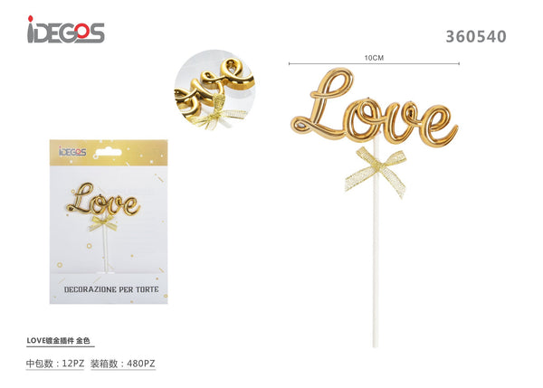 Decorazione Love con finitura metallizzata
