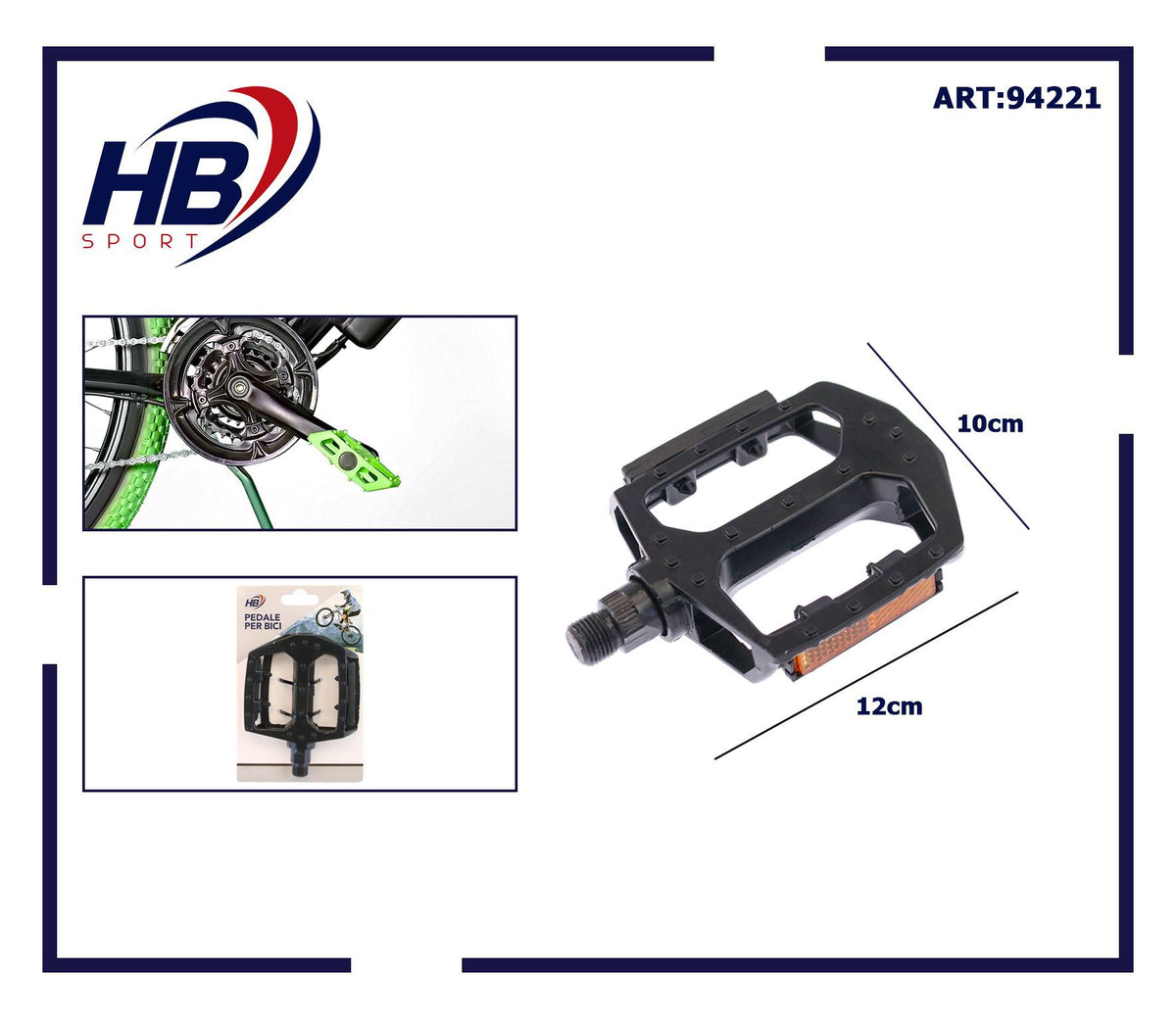 Pedale per bicicletta HB in alluminio, 12 × 10 cm