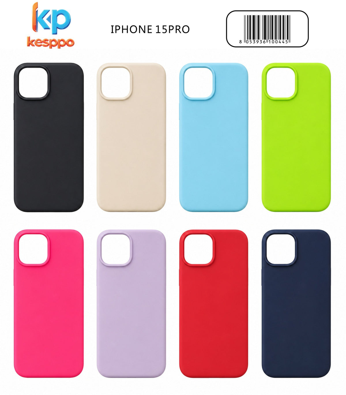 Custodia per iPhone 15 Pro – a tinta unita, in silicone, con apertura ampia