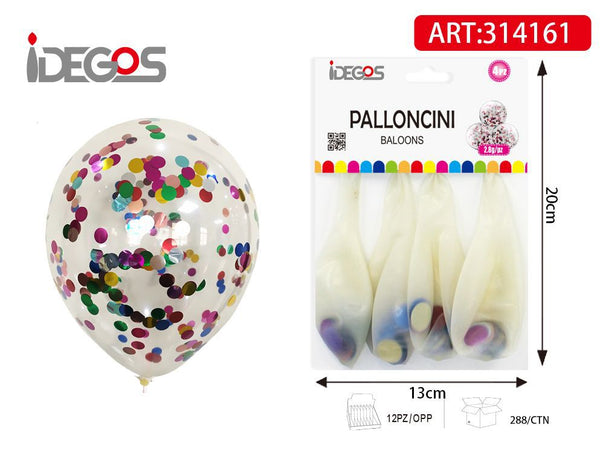 Palloncini con coriandoli colorati, 4 pezzi
