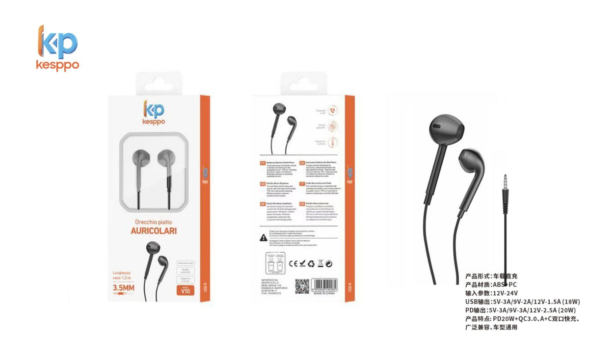 Auricolari V10 con filo e connettore jack