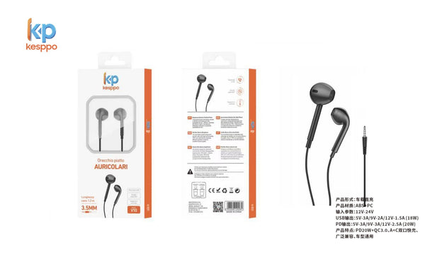 Auricolari V10 con filo e connettore jack