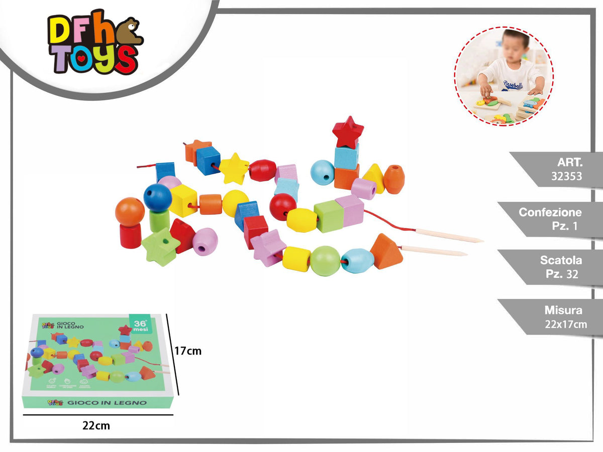 Gioco di perline in legno DFh Toys da infilare