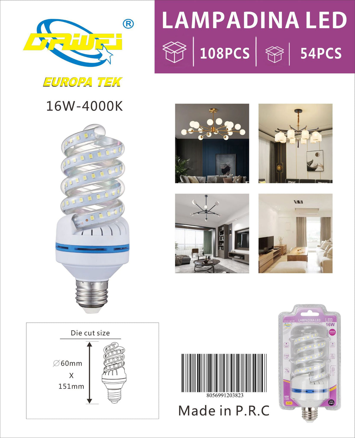 Lampadina LED a spirale — 16 W, E27