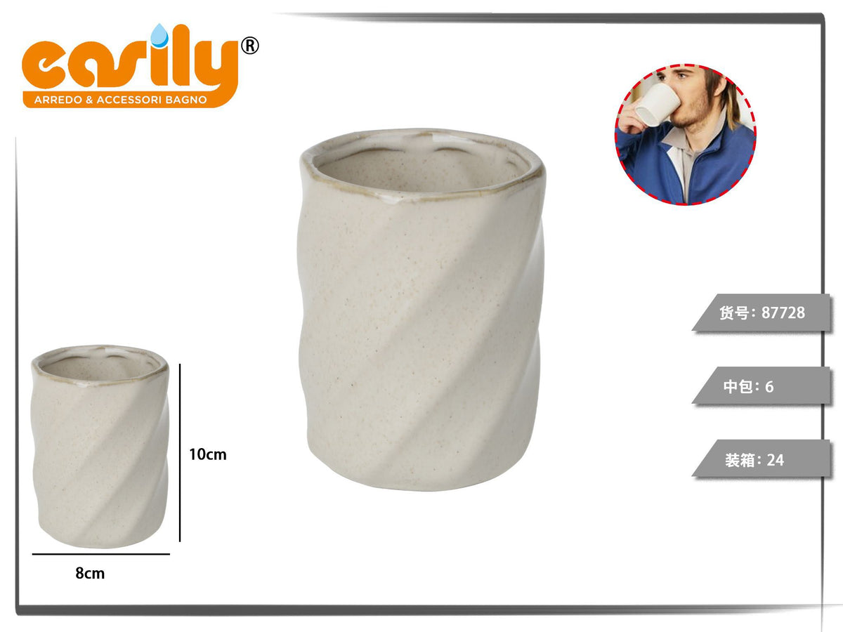 Portaspazzolini in ceramica con rilievo a spirale