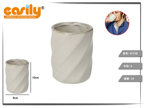 Portaspazzolini in ceramica con rilievo a spirale