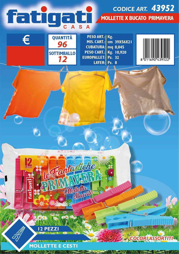 MOLLETTE x BUCATO PLASTICA 12PZ PRIMAVERA