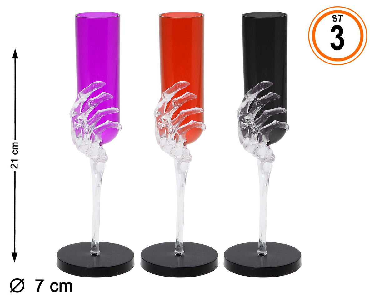 Calice Halloween con mano scheletrica, 21 cm