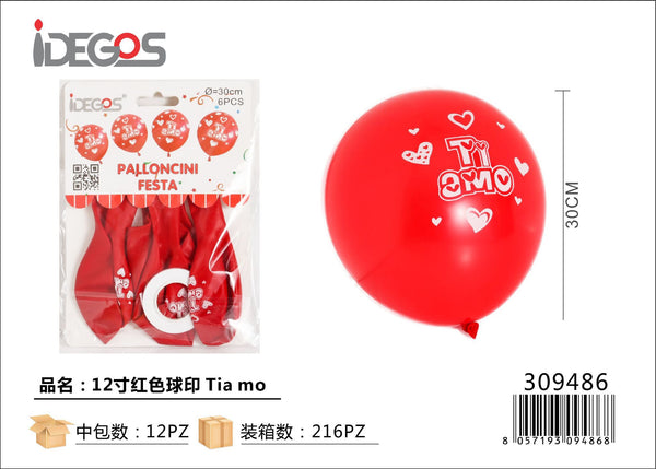 Palloncini in lattice rosso ti amo