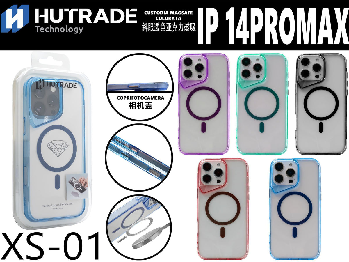 XS-01 COVER TRASPARENTE BORDO COLORATA MAGSAFE IP14 PRO MAX