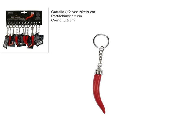 Portachiavi con corno rosso, 12 cm