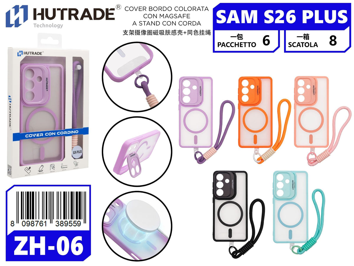 ZH-06 COVER BORDO COLORATA CON MAGSAFE A STAND CON CORDA SAM S26 PLUS