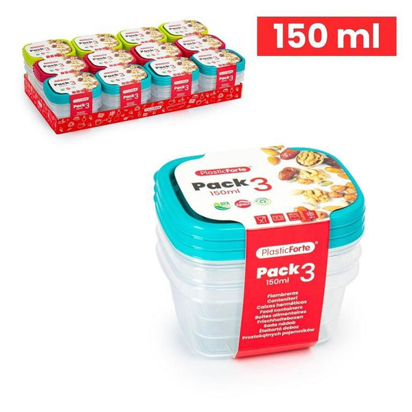 SET 3 CONTENITORE RETTANGOLARE ALTO 150ML PLASTICA 9.5X7.5X8CM