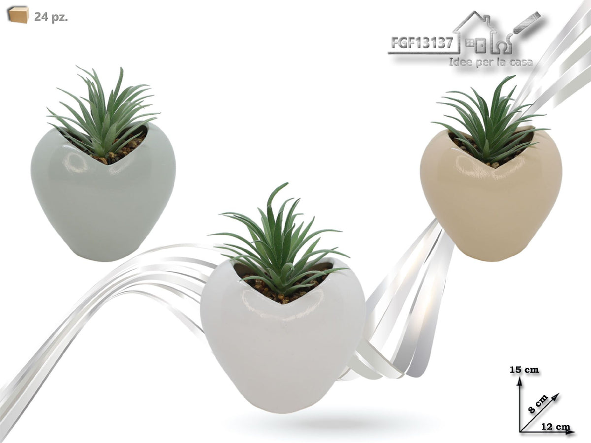Vaso decorativo in ceramica con piantina, 15 cm