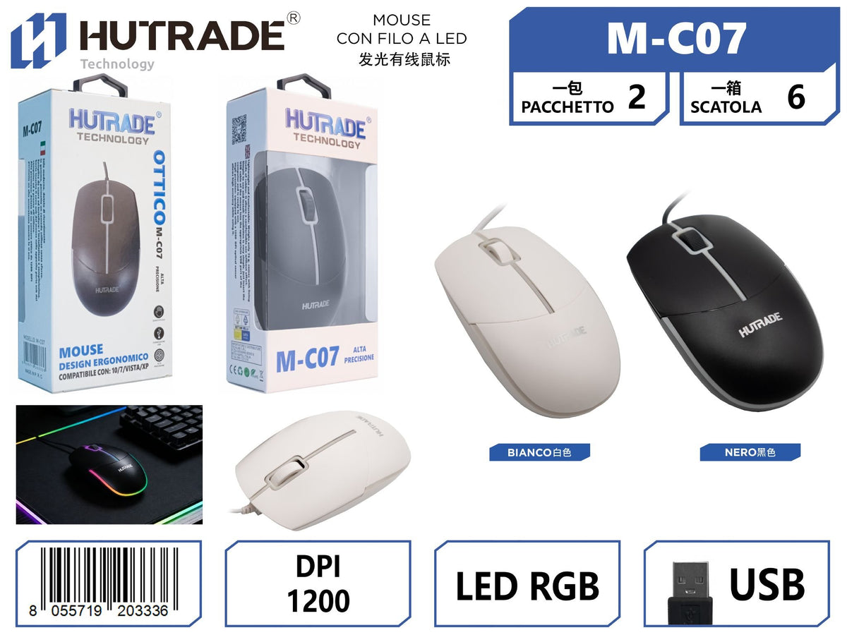 MOUSE CON FILO A LED