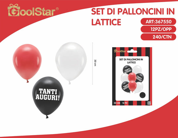 Set palloncini in lattice rosso nero bianco