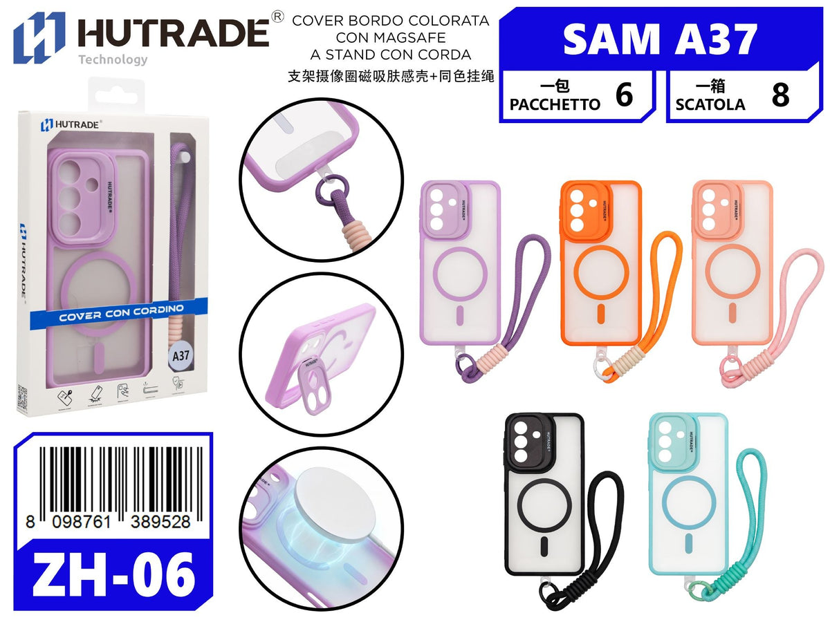ZH-06 COVER BORDO COLORATA CON MAGSAFE A STAND CON CORDA SAM A37