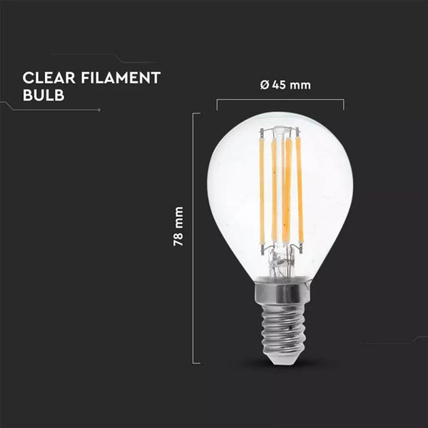 Lampadina LED E14 P45 a filamento 6 W 4000 K trasparente