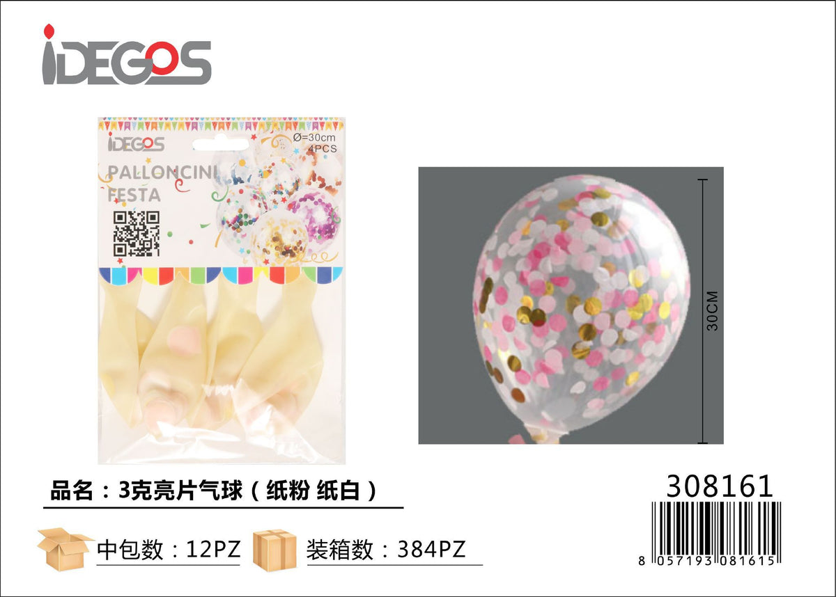 Palloncini con coriandoli di carta, serie 3 g