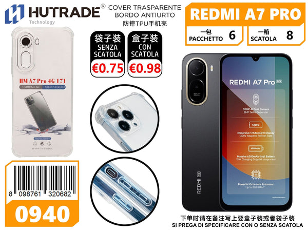 COVER TRASPARENTE BORDO ANTIURTO REDMI A7 PRO – 0940 014414