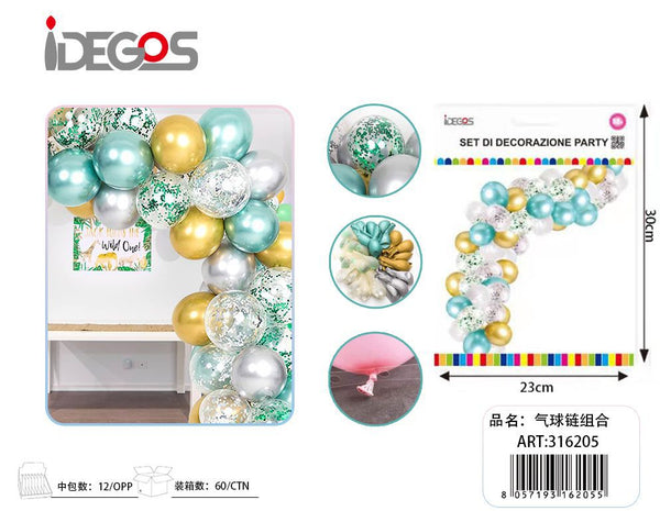 Kit arco di palloncini verde argento