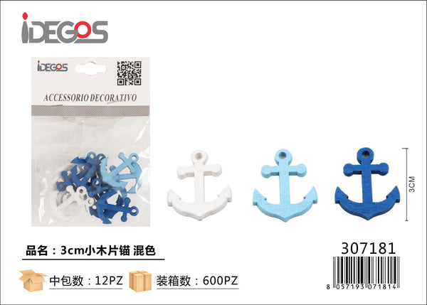 Decorazione in legno bicolore a tema mare, 3 cm