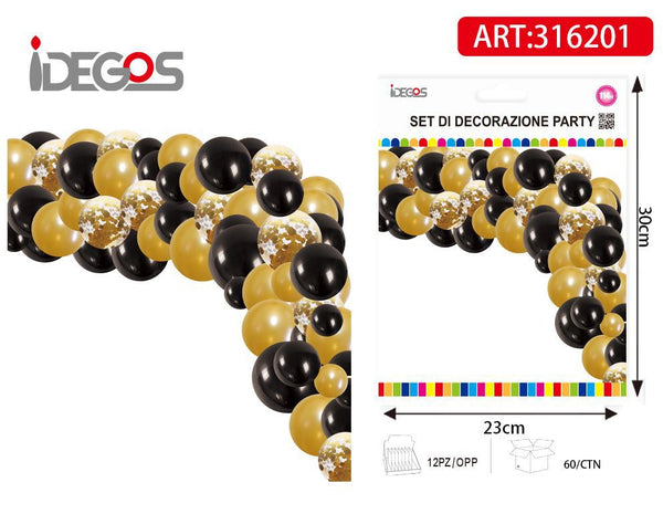 Kit arco di palloncini oro nero