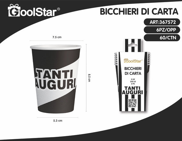 Bicchiere di carta bianco nero