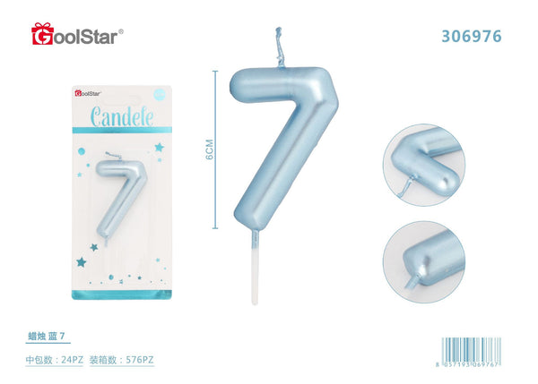 Candelina a numero 7, celeste