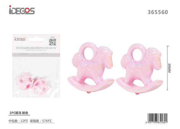 Set di 2 decorazioni Cavallo a dondolo, rosa