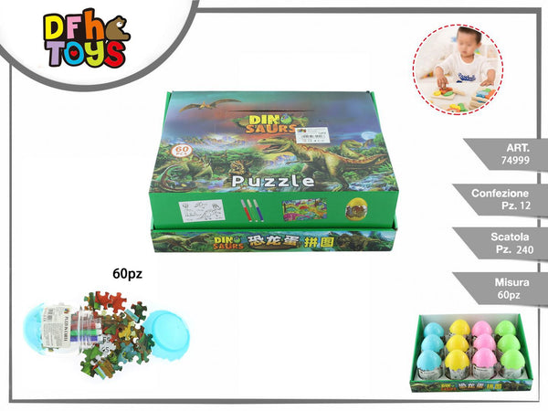 Puzzle di dinosauri da 60 pezzi in contenitore a uovo
