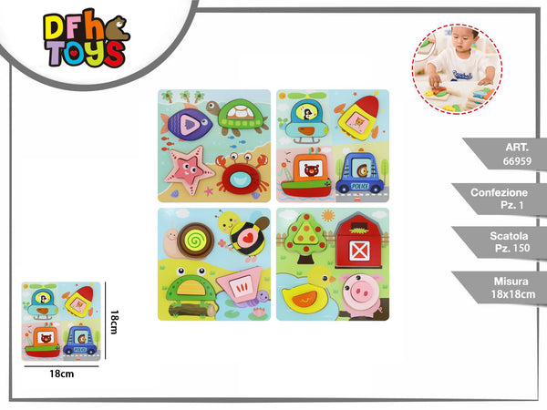 Puzzle in legno con forme sovrapposte, 18 cm