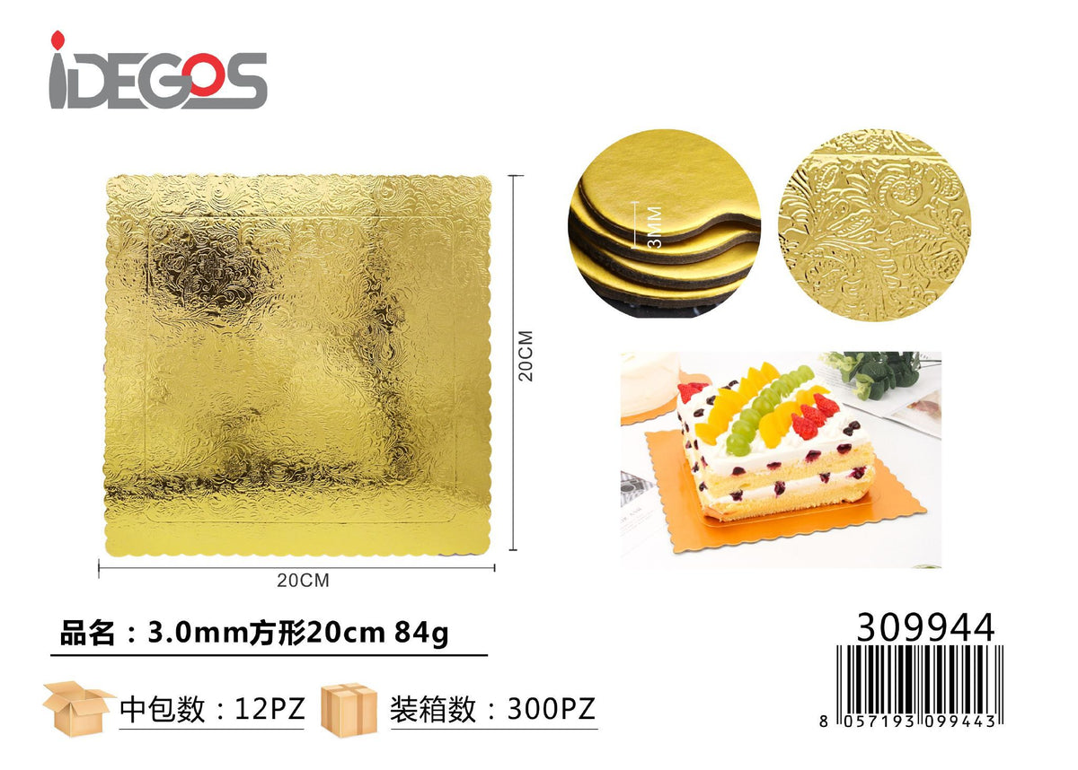 Sottotorta quadrato oro, spessore 3 mm