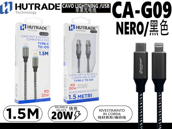 CA-G09 CAVO TYPE-C TO LIGHTNING 1.5 METRO NERO