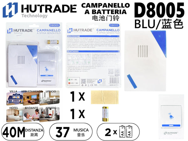 CAMPANELLO SENZA FILO A BATTERIA – D8005