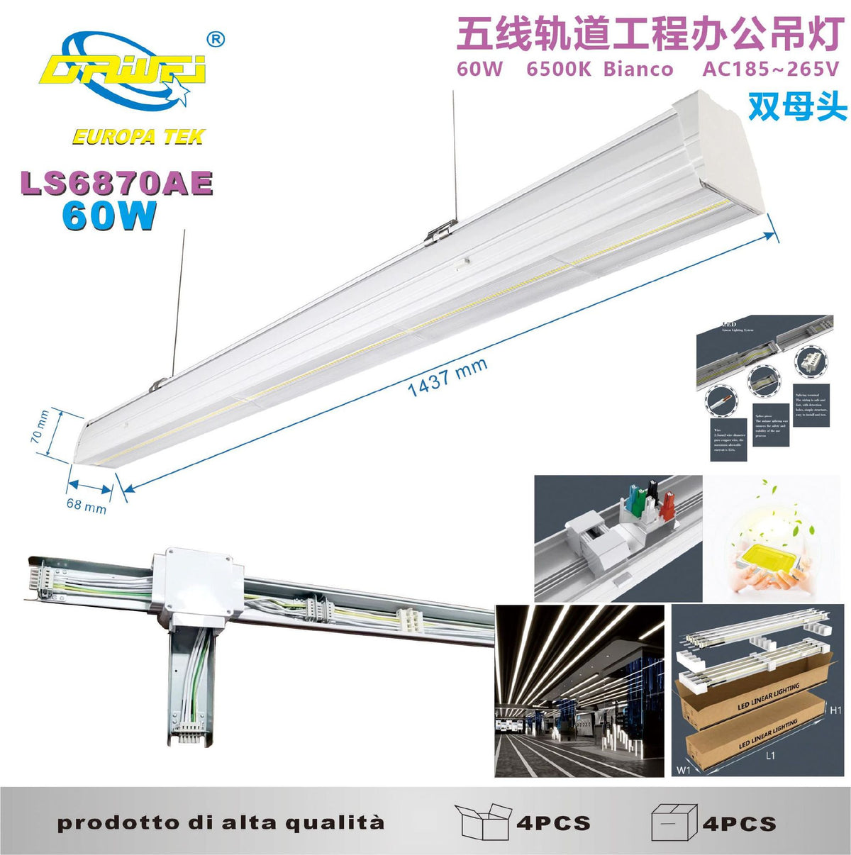 Lampada lineare — 60 W, 6500 K