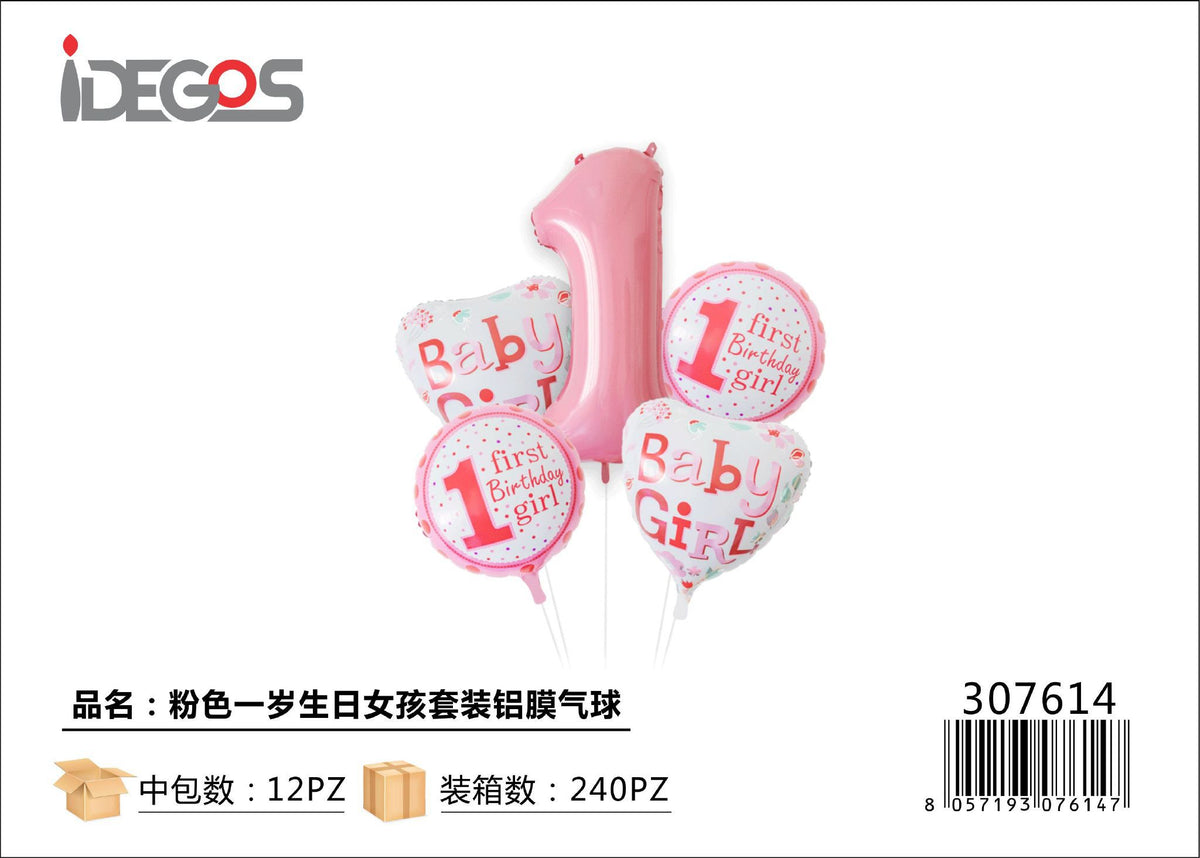 Kit di palloncini in alluminio per il primo compleanno