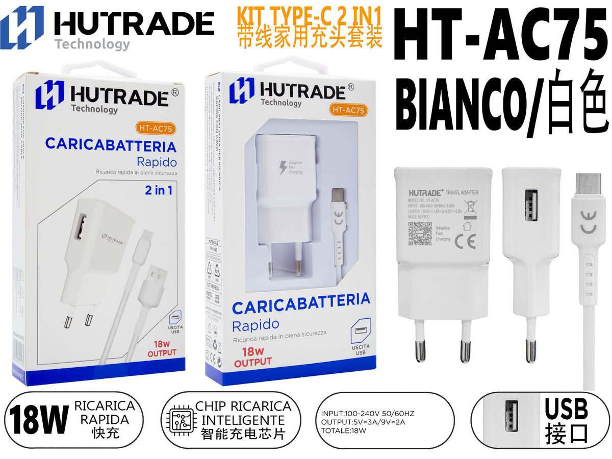 HT-AC75 CARICATORE COMPLETO TYPE-C 18W