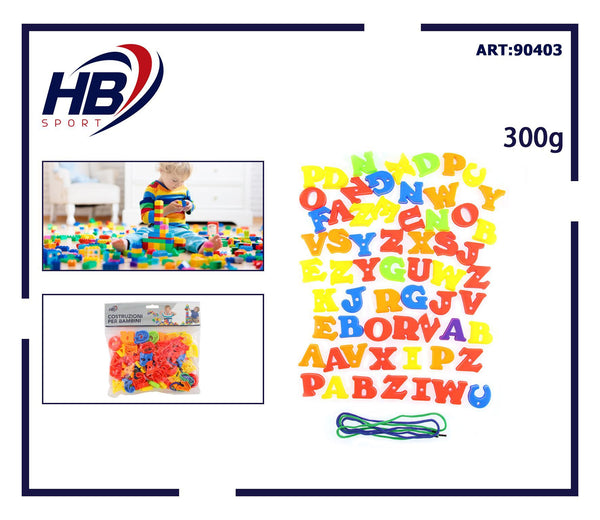 Lettere colorate da infilare con cordini, 300 g