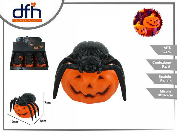 Lanterna Halloween zucca con ragno nero