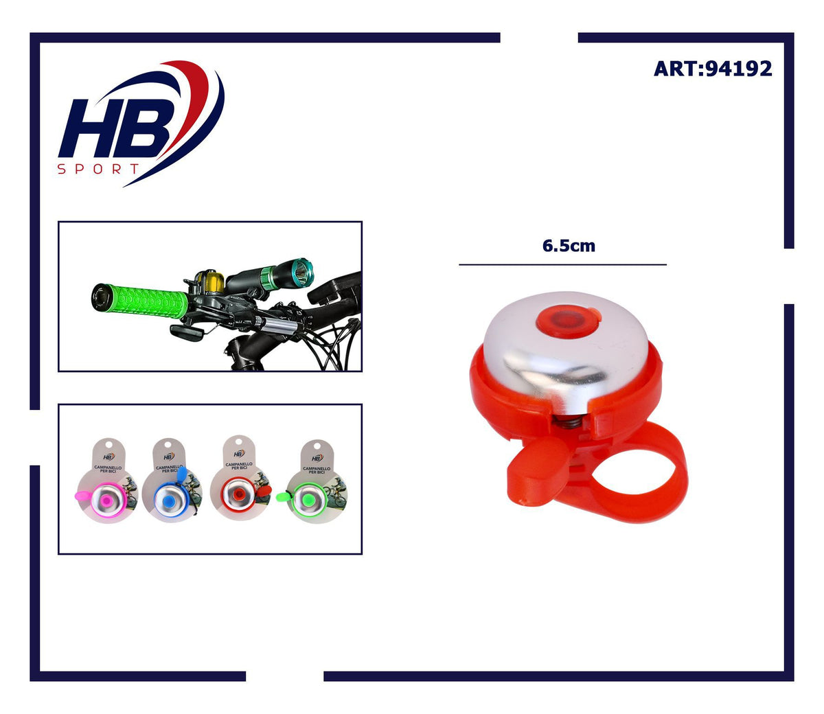 Campanello per bicicletta HB in colori assortiti