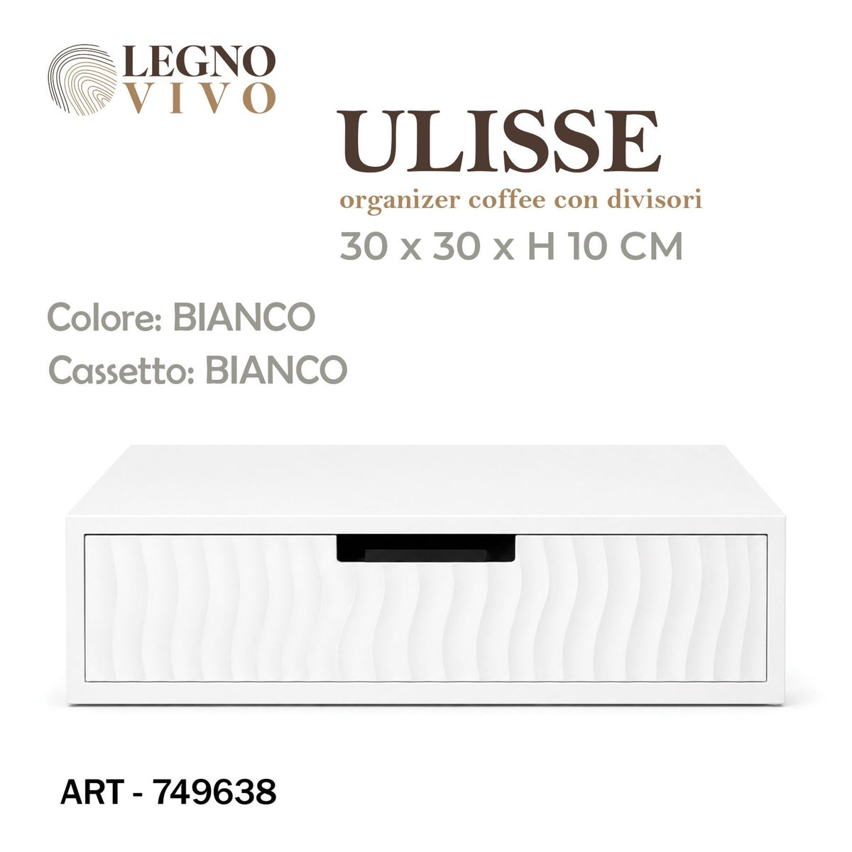 Organizer caffè Ulisse bianco con cassetto