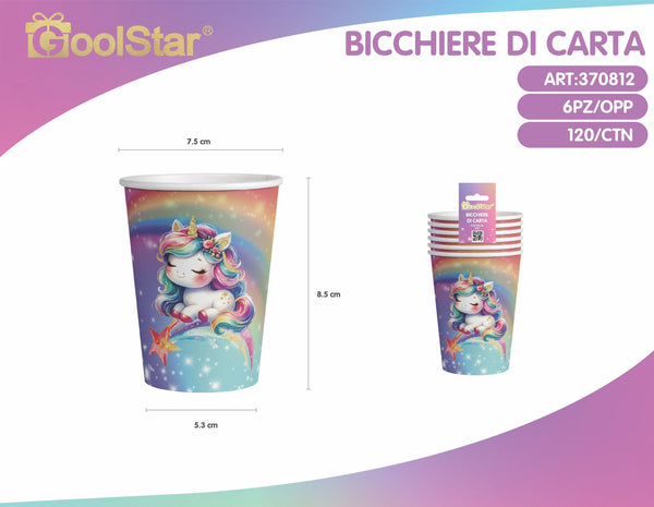 Bicchiere di carta unicorno