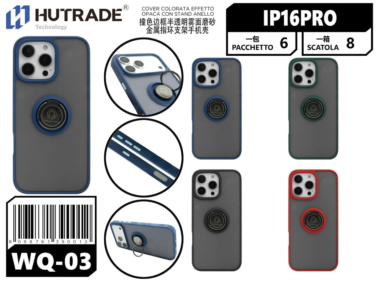 WQ-03 COVER COLORATA EFFETTO OPACA CON STAND ANELLO IP16 PRO