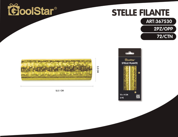 Stelle filanti di carta metallizzata oro, 2 pezzi