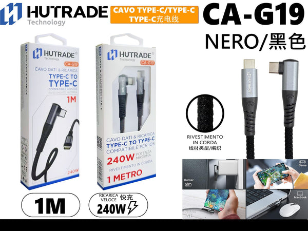 CA-G19 CAVO TYPE-C TO TYPE-C ROTAZIONE 90 GRADI 1 METRO 240W